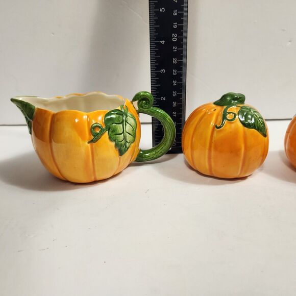 Papel Pumpkin Salt & Pepper Shakers Creamer Halloween Autumn Fall Decor Kitchen - Picture 7 of 8